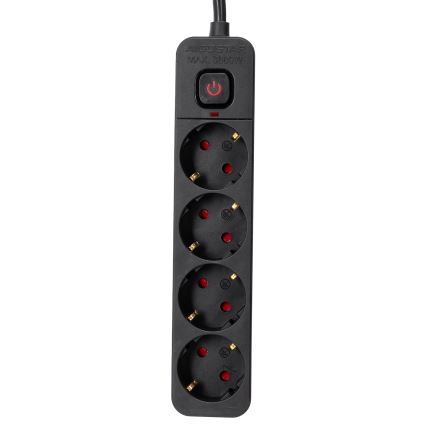 Aigostar - Prolunga con interruttore 4Z Tipo F 3m nero
