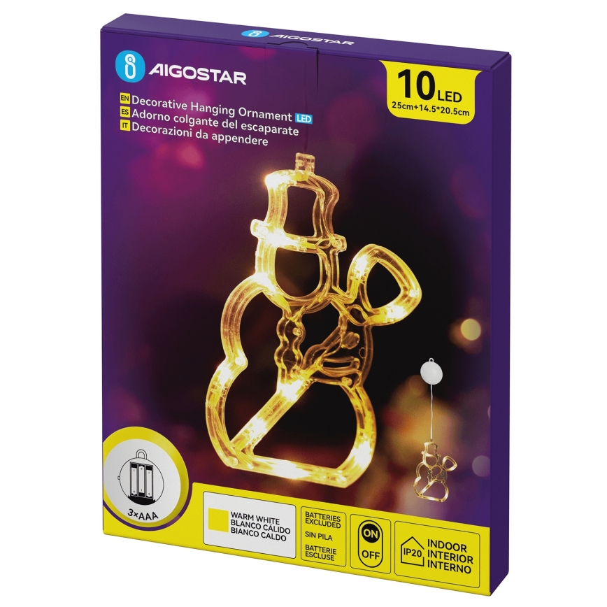 Aigostar - Pupazzo di neve, decorazione natalizia a LED, 10xLED/3xAAA, 20,5 cm