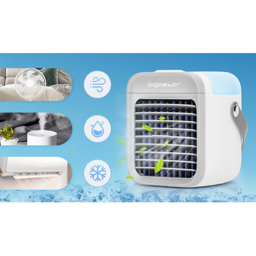 Aigostar - Raffreddatore d'aria portatile 8W/5V bianco