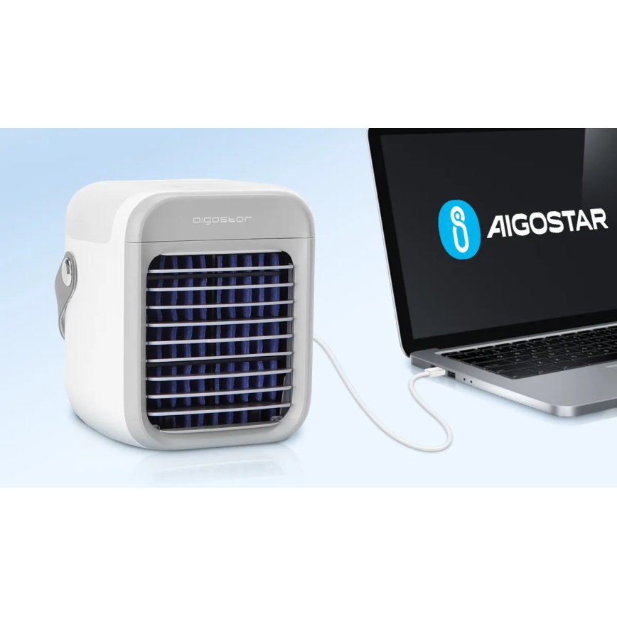 Aigostar - Raffreddatore d'aria portatile 8W/5V bianco