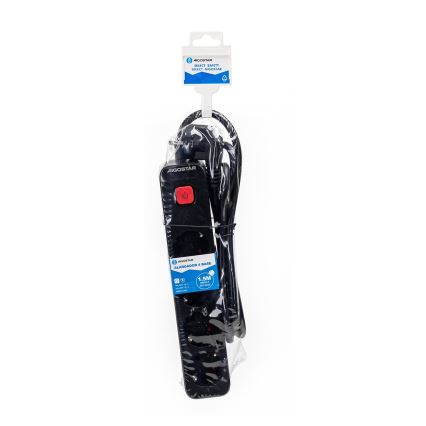 Aigostar - Rallonge avec interrupteur 4Z Type F 1,5m SCHUKO noir