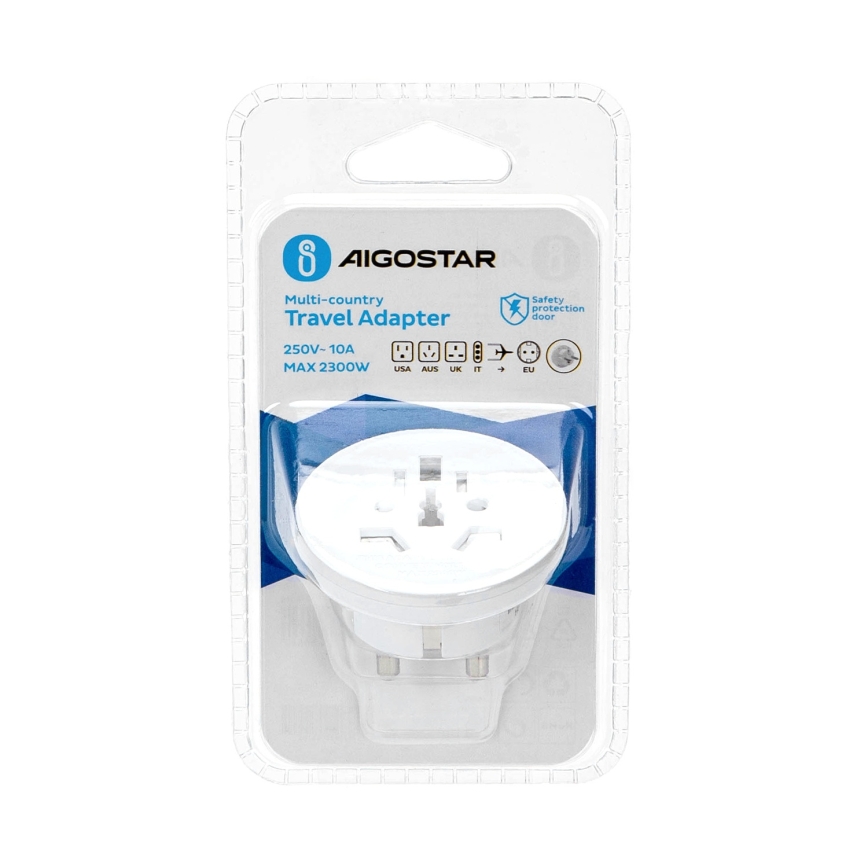 Aigostar - Reiseadapter für EU-Steckdosen, weiß