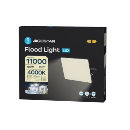Aigostar - Riflettore LED LED/100W/230V 4000K IP65 nero