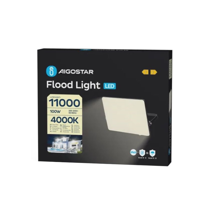 Aigostar - Riflettore LED LED/100W/230V 4000K IP65 nero