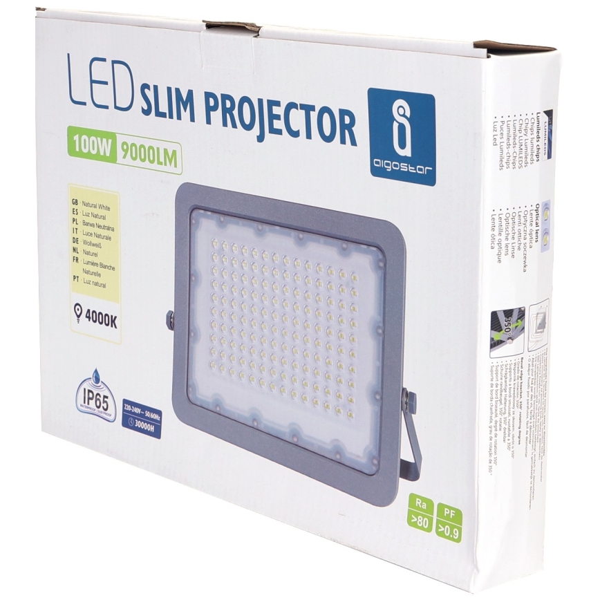 Aigostar - Riflettore LED LED/100W/230V grigio 4000K IP65