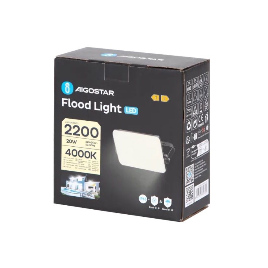 Aigostar - Riflettore LED LED/20W/230V 4000K IP65 nero