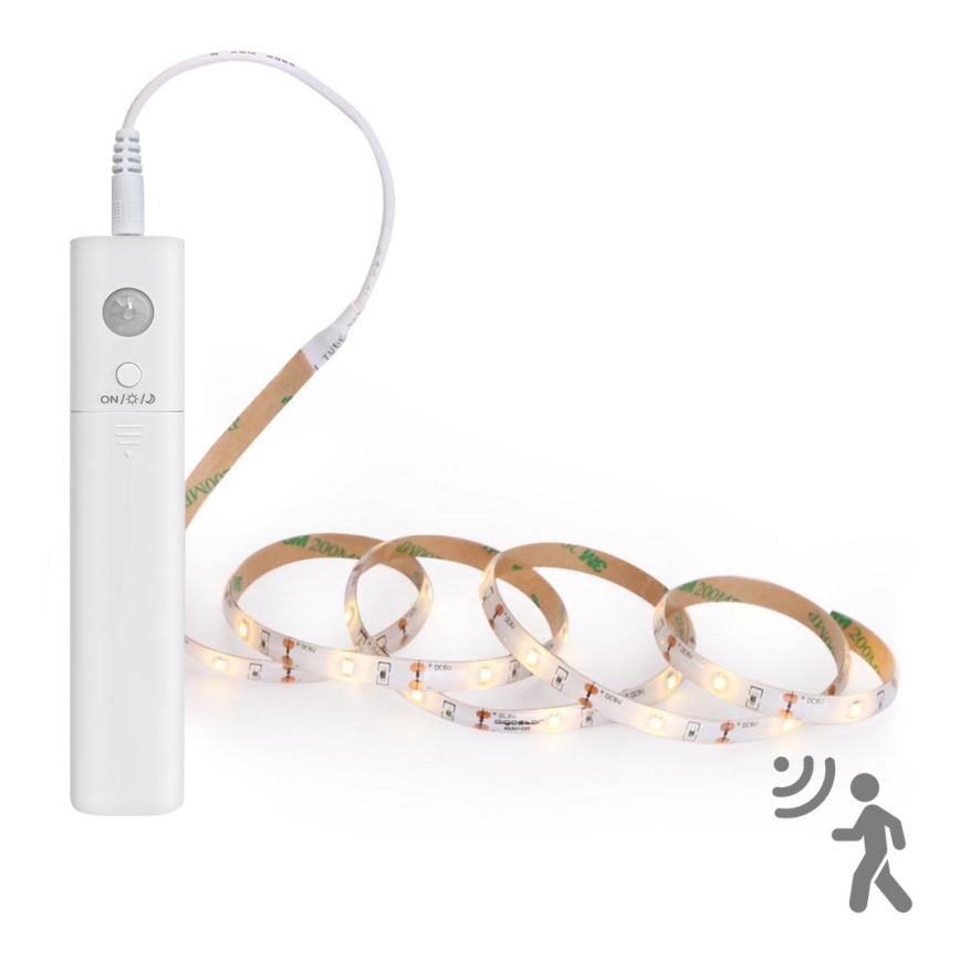 Aigostar - Ruban LED avec un détecteur 1m LED/2W/4xAAA 3000K IP65