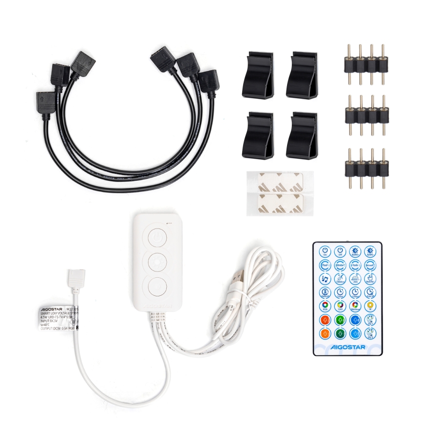 Aigostar - Ruban RGB  connecté à intensité variable 4x0,5m LED/4,5W/5V Wi-Fi + télécommande