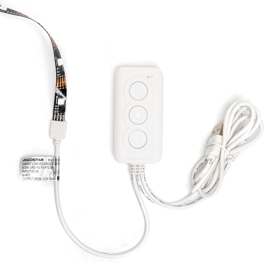 Aigostar - Ruban RGB  connecté à intensité variable 4x0,5m LED/4,5W/5V Wi-Fi + télécommande