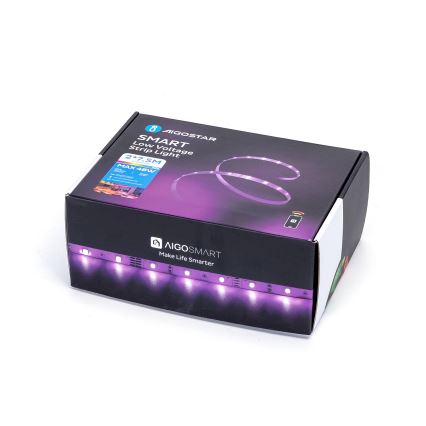 Aigostar - Ruban RGBW à intensité variable LED/48W/12V 2x7,5 m Wi-Fi