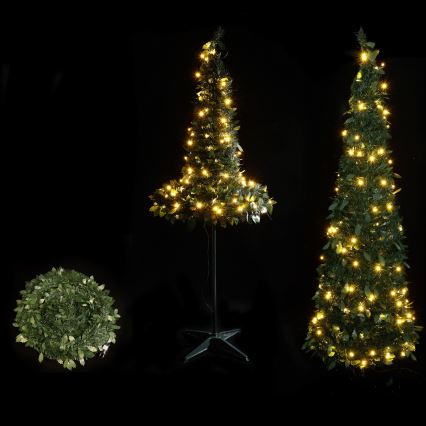 Aigostar - Arbre de Noël LED d'extérieur 80 LED 1,2 m IP44 vert, blanc chaud
