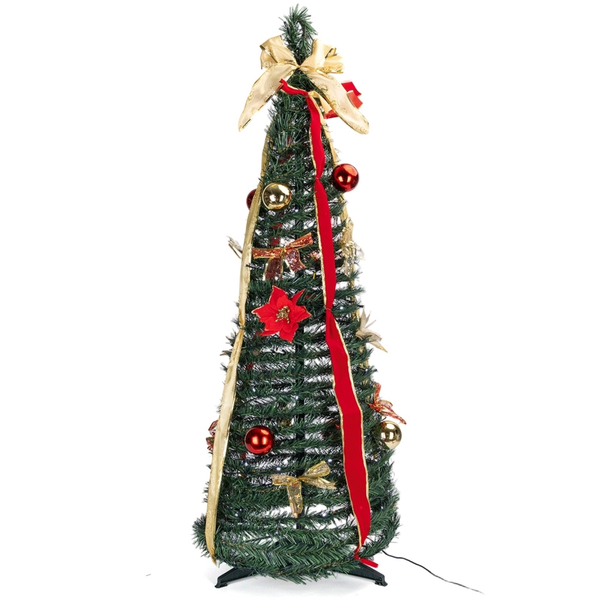 Aigostar - Sapin de Noël LED d'extérieur 100 LED 1,5 m IP44 rouge et blanc froid