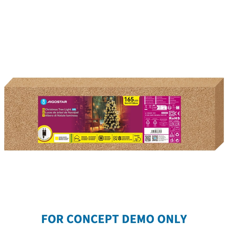 Aigostar - Sapin de Noël LED d'extérieur 55 x LED / 8 fonctions 0,6 m IP44 blanc chaud