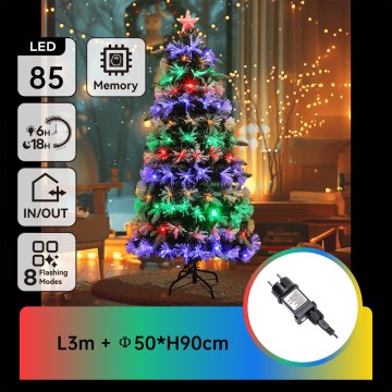 Aigostar - Sapin de Noël LED d'extérieur 85 LED, 8 fonctions, 0,9 m, IP44, multicolore
