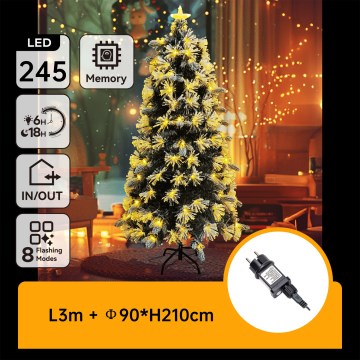 Aigostar - Sapin de Noël LED pour l'extérieur 245 LED/8 fonctions 2,1 m IP44 blanc chaud