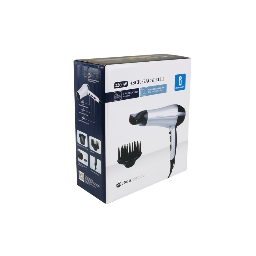 Aigostar - Sèche-cheveux 2200W/230V argenté/noir