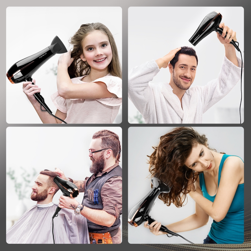 Aigostar - Sèche-cheveux 2400W/230V noir/cuivre