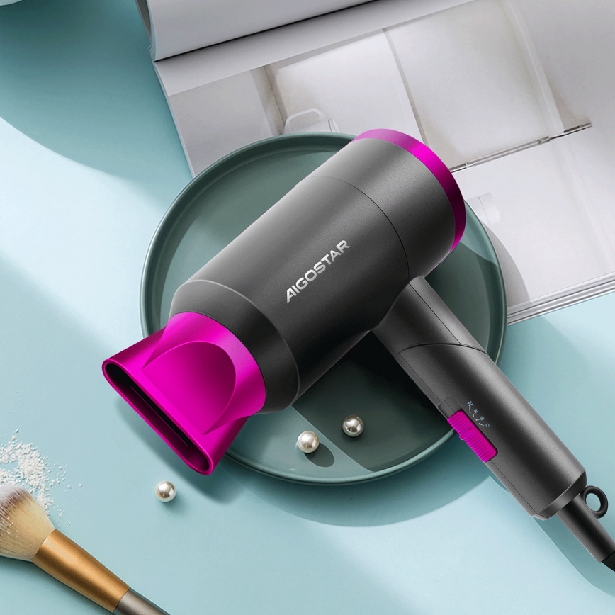 Aigostar - Sèche-cheveux de voyage 1800W/230V violet/noir