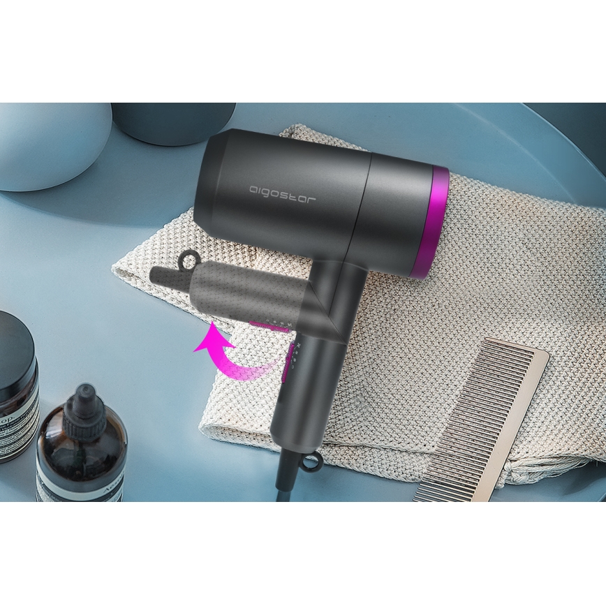 Aigostar - Sèche-cheveux de voyage 1800W/230V violet/noir
