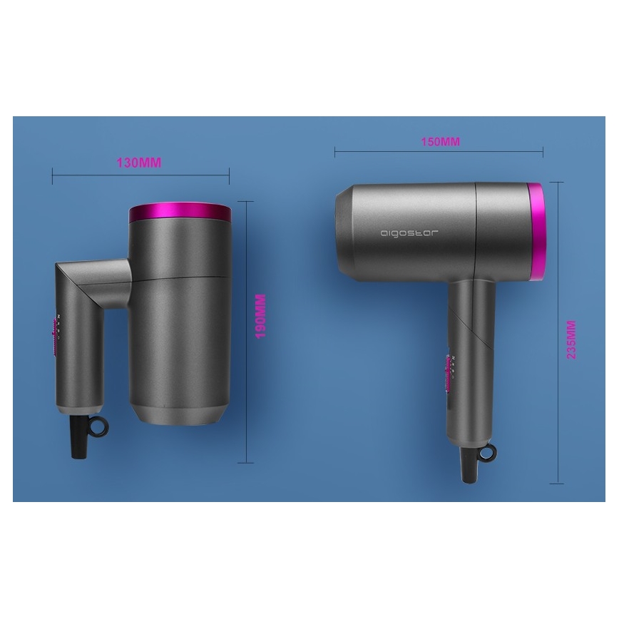 Aigostar - Sèche-cheveux de voyage 1800W/230V violet/noir