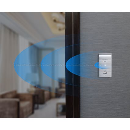 Aigostar - SET 2x Campanello con presa wireless 230V IP44 argento