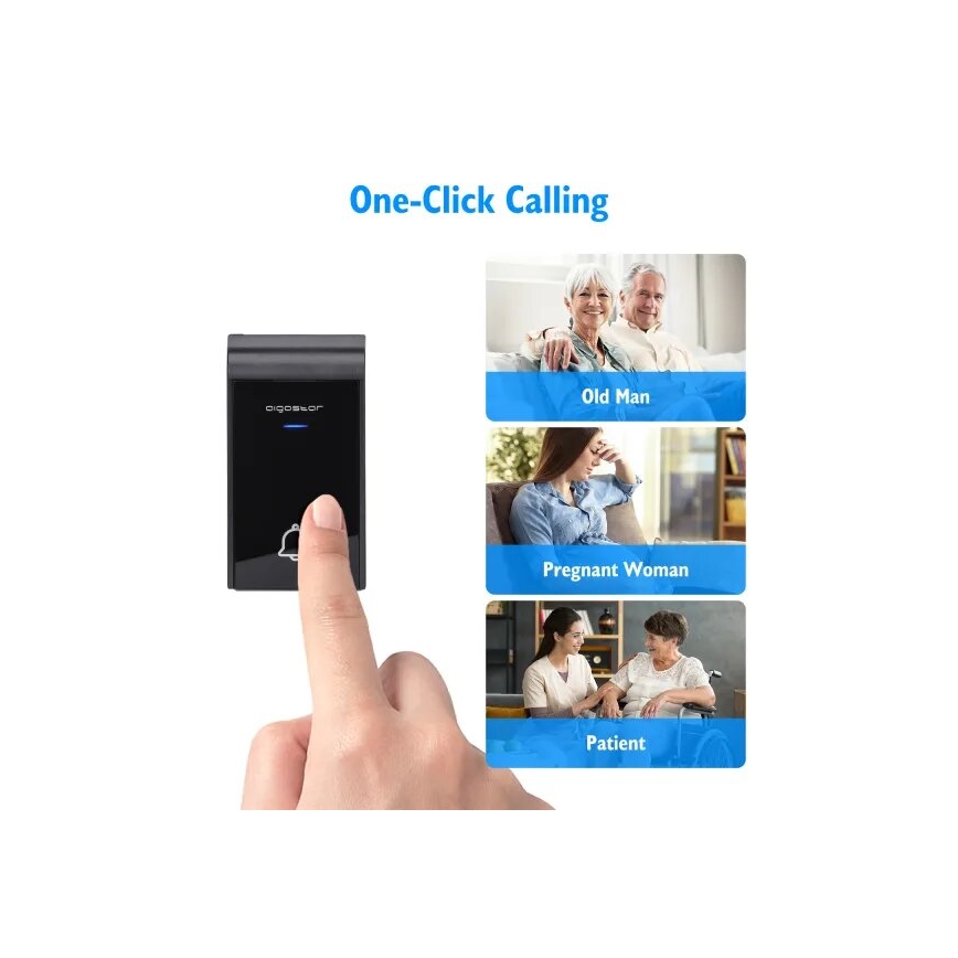 Aigostar - SET 2x Campanello Wireless con presa 230V IP44 bianco/nero