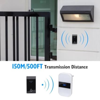 Aigostar - SET 2x Sonnette sans fil 230V IP44 blanche/noire