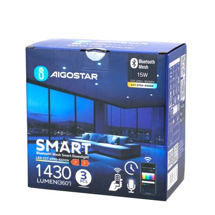 Aigostar - SET 3x Dimmbare LED-Einbauleuchte MESH LED/15W/230V 2700K-6500K d 17cm