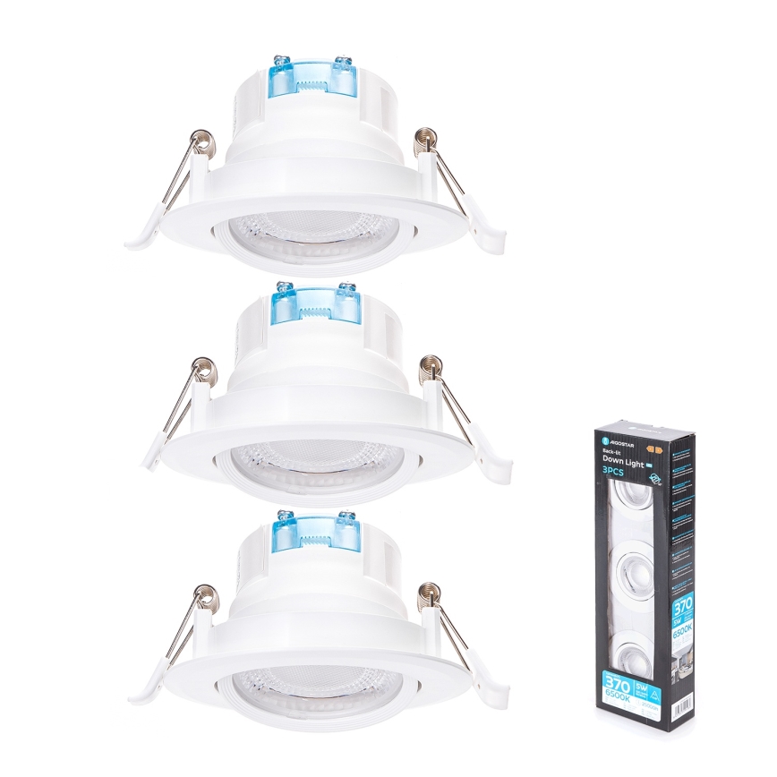 Aigostar - SET 3x faretti da incasso LED/5W/230V 6500K Ø 8,5 cm Bianco