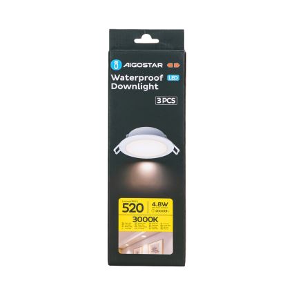 Aigostar - SET 3x Lampada da incasso da esterno LED LED/4,8W/230V 3000K IP65 bianco