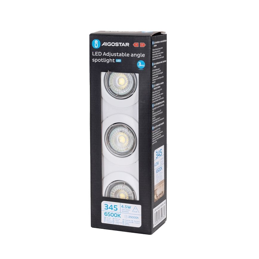 Aigostar - Set 3x LED-Einbauleuchte 1xGU10/4,5W/230V 6500K weiß