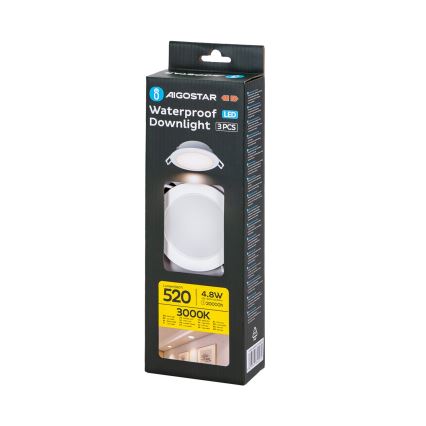 Aigostar - SET 3x LED-Einbauleuchte für den Außenbereich LED/4,8W/230V 3000K IP65 weiß