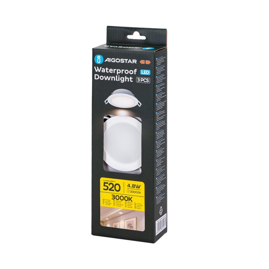 Aigostar - SET 3x LED-Einbauleuchte für den Außenbereich LED/4,8W/230V 3000K IP65 weiß