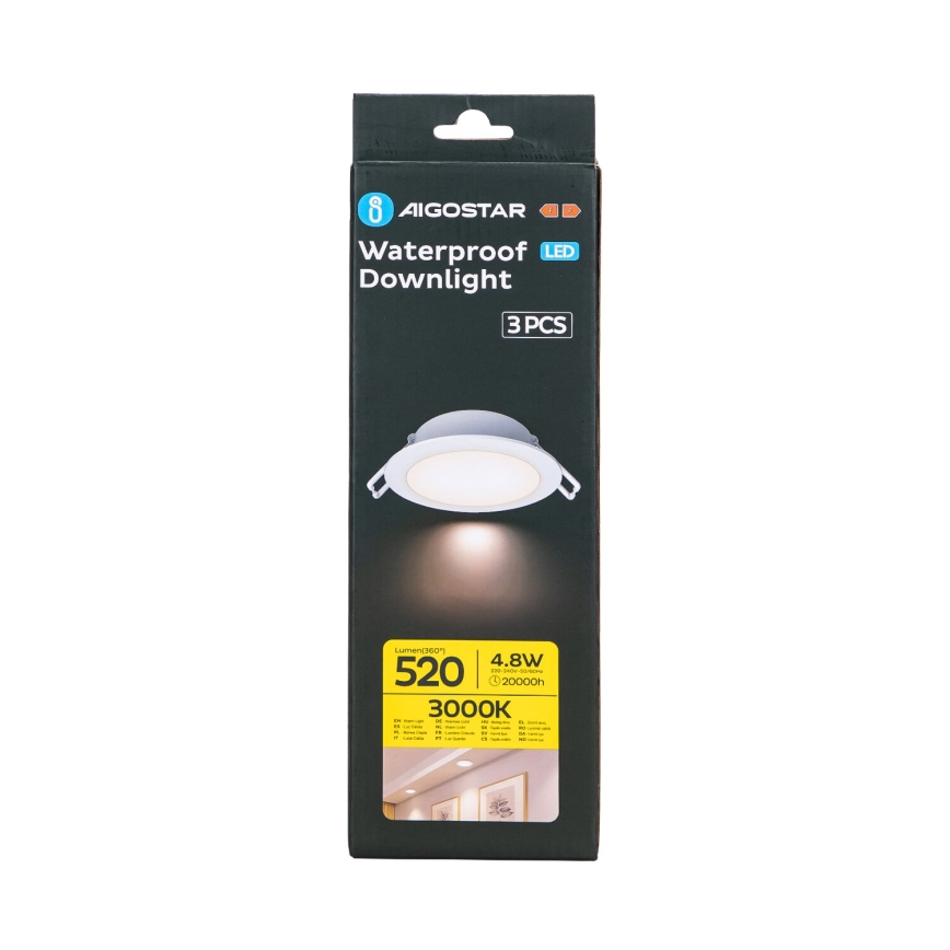Aigostar - SET 3x LED-Einbauleuchte für den Außenbereich LED/4,8W/230V 3000K IP65 weiß