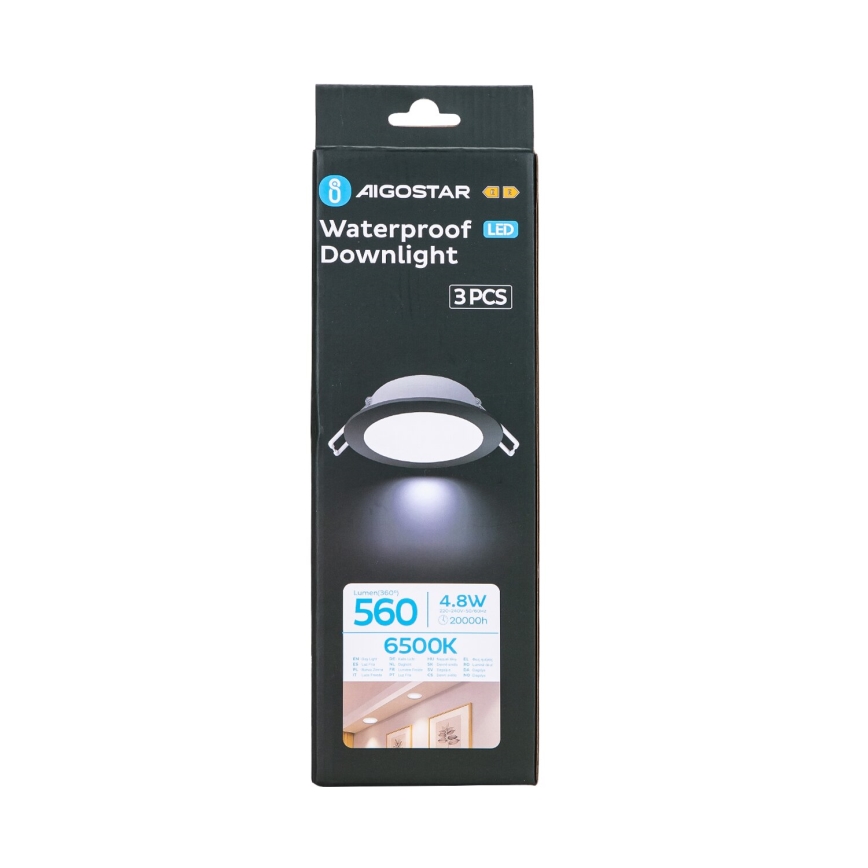 Aigostar - SET 3x LED-Einbauleuchte für den Außenbereich LED/4,8W/230V 6500K IP65 schwarz