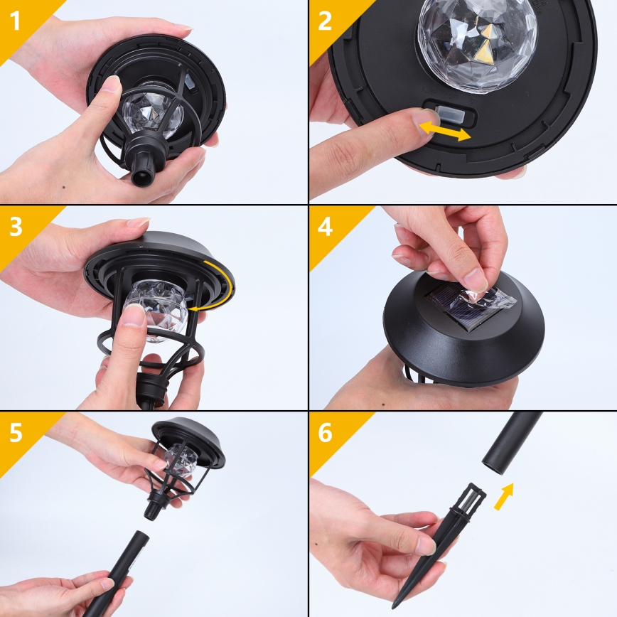 Aigostar - SET 4x Lampada solare LED RGB LED/0,2W/2V 40 mAh IP44