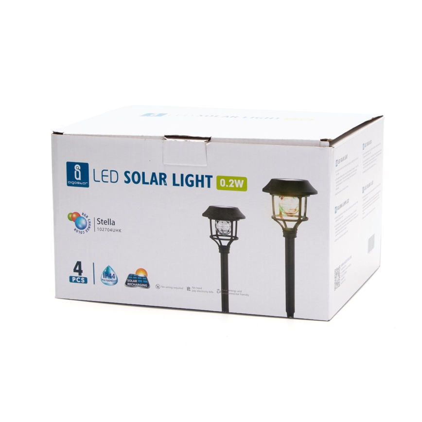 Aigostar - SET 4x Lampada solare LED RGB LED/0,2W/2V 40 mAh IP44