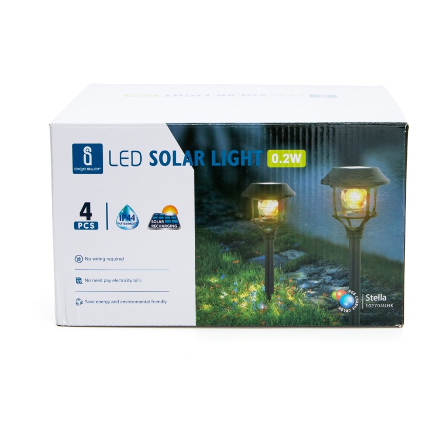 Aigostar - SET 4x Lampada solare LED RGB LED/0,2W/2V 40 mAh IP44