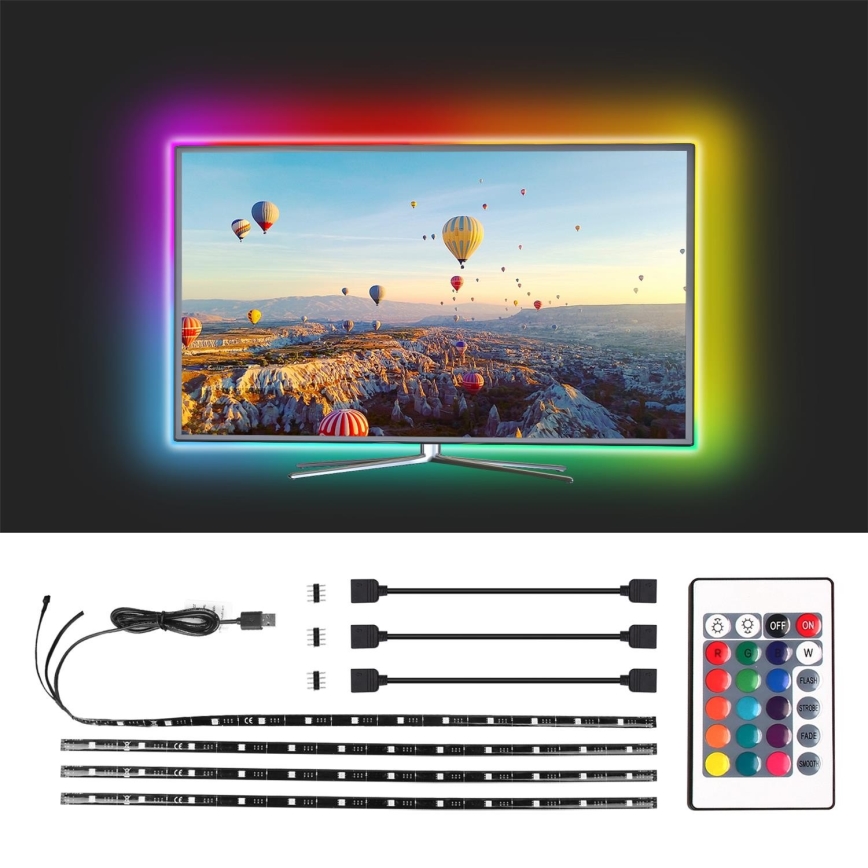 Aigostar - SET 4x Striscia LED RGB Dimmerabile 0,5m LED/2,5W/5V IP65 + tc