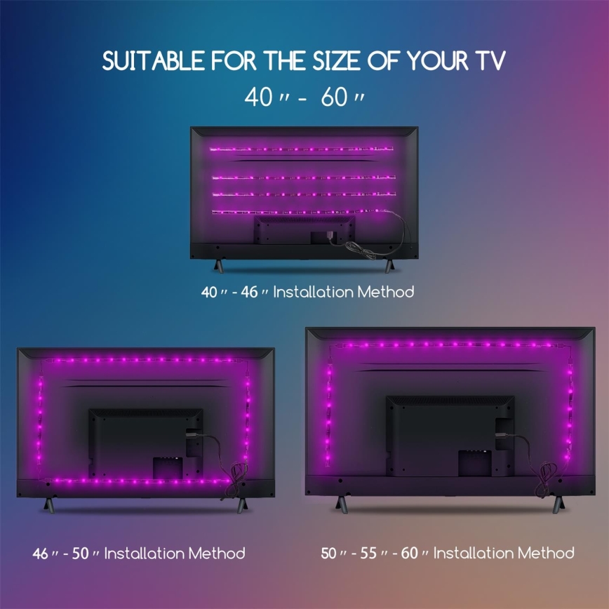 Aigostar - SET 4x Striscia LED RGB Dimmerabile 0,5m LED/2,5W/5V IP65 + tc