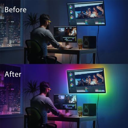 Aigostar - SET 4x Striscia LED RGB Dimmerabile 0,5m LED/2,5W/5V IP65 + tc