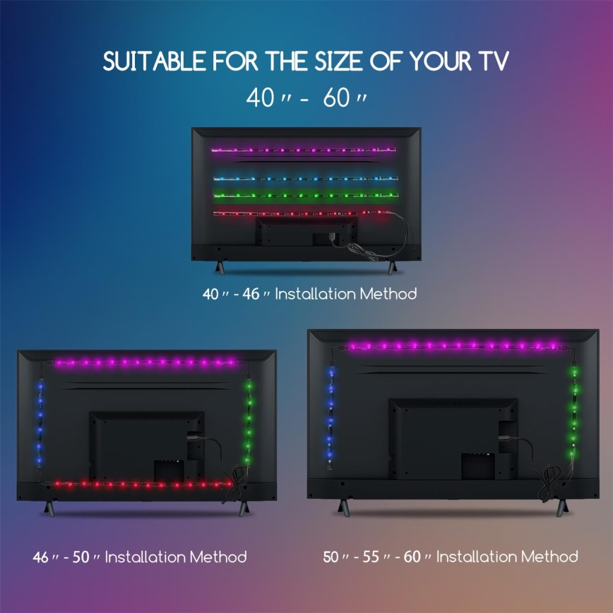 Aigostar - SET 4x Striscia LED RGB Dimmerabile 0,5m LED/2,5W/5V IP65 + tc