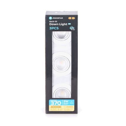 Aigostar - Set da 3 faretti da incasso LED, 5 W, 230 V, 4000 K, Ø 8,5 cm, bianco