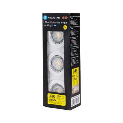 Aigostar - Set da 3 faretti LED da incasso 1xGU10/4,5W/230V 3000K bianco