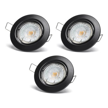 Aigostar - Set di 3 faretti da incasso LED 1x GU10/4,5W/230V 4000K nero