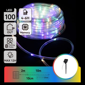 Aigostar - Solar-LED-Weihnachtslichterkette 100xLED/8 Funktionen 12m IP65 800 mAh mehrfarbig
