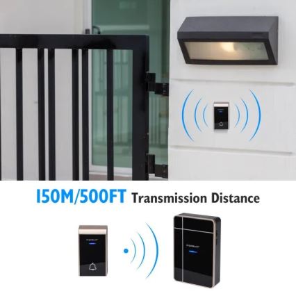 Aigostar - Sonette sans fil à brancher 3xAA IP44 noire/cuivre