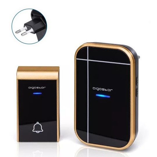 Aigostar - Sonnette sans fil à brancher 230V IP44 noir