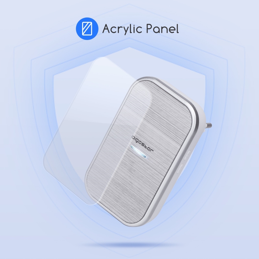 Aigostar - Sonnette sans fil à brancher sur prise 230V/12V IP44, argentée