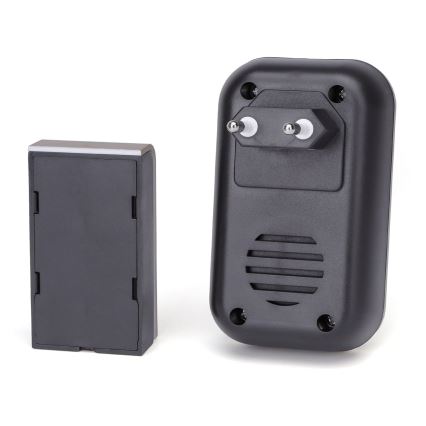 Aigostar - Sonnette sans fil à brancher sur prise 230V/12V IP44 noire